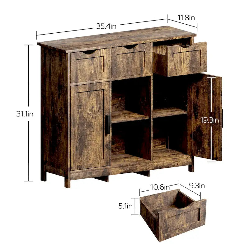 Storage Cabinets,Wooden Floor Cabinet,with Drawers and Shelves Storage Cabinets