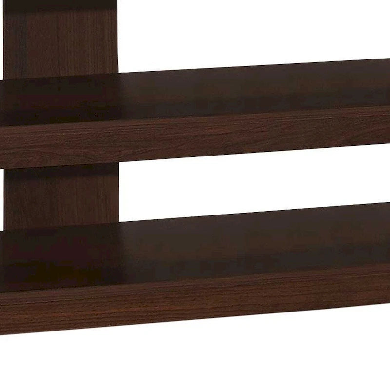 42 Inch Dark Brown Wood TV Stand with Open Shelves for 55 Inch TV Media Console for Living Room - 19.75H x 15.5W x 42L