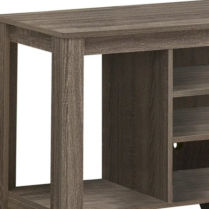 Contemporary Wood TV Console with Open Storage 48-Inch Entertainment Stand for 55 Inch Screens - 24.25H x 17.25W x 47.75L