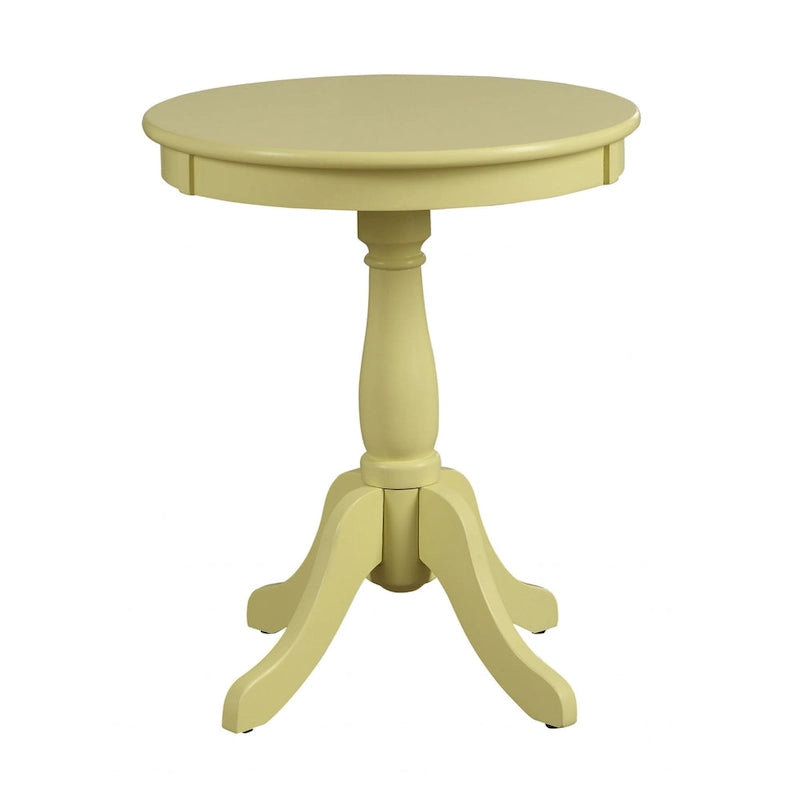 Mesa lateral redonda alta de 22 com pedestal em madeira e acabamento mate para sala de estar ou quarto - 18L x 18W x 22H
