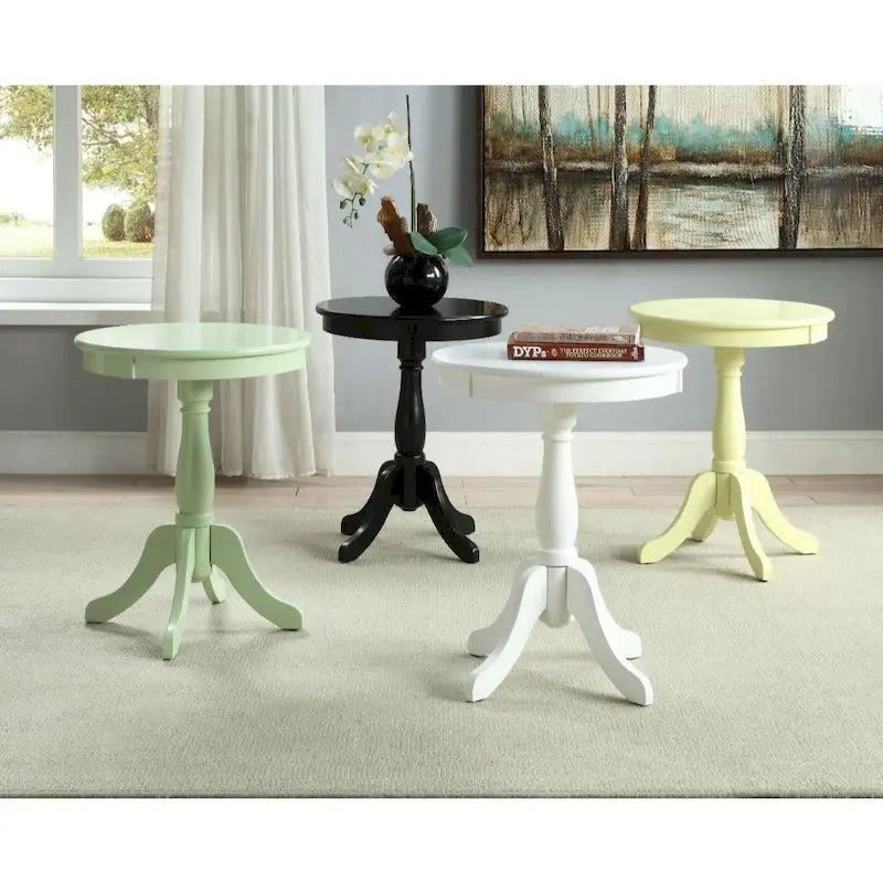 Mesa lateral redonda alta de 22 com pedestal em madeira e acabamento mate para sala de estar ou quarto - 18L x 18W x 22H