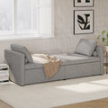 Chaise longue moderna da 81.5 in con rivestimento in lino, cuscini e 2 cassetti per il soggiorno