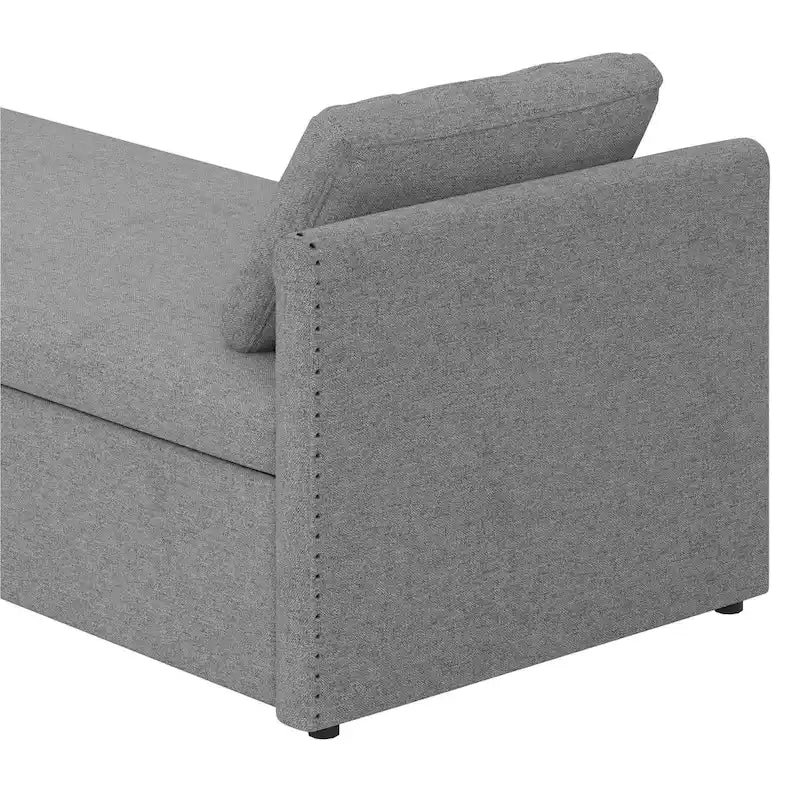 Chaise longue moderna da 81.5 in con rivestimento in lino, cuscini e 2 cassetti per il soggiorno