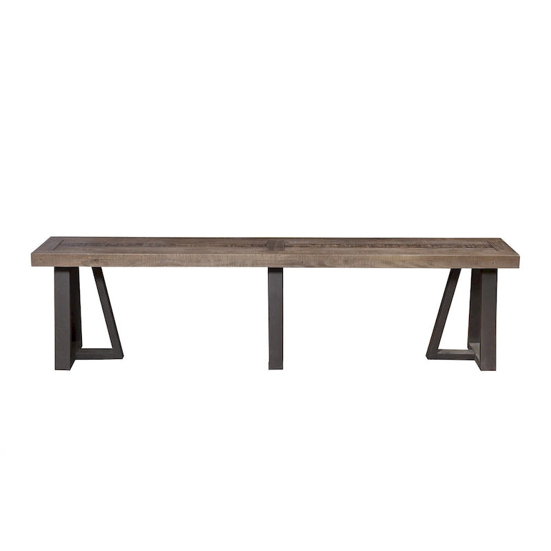 Black Metal Leg Natural Pine Wood Dining Bench Rustic Distressed - 14 D x 75 W x 18 H