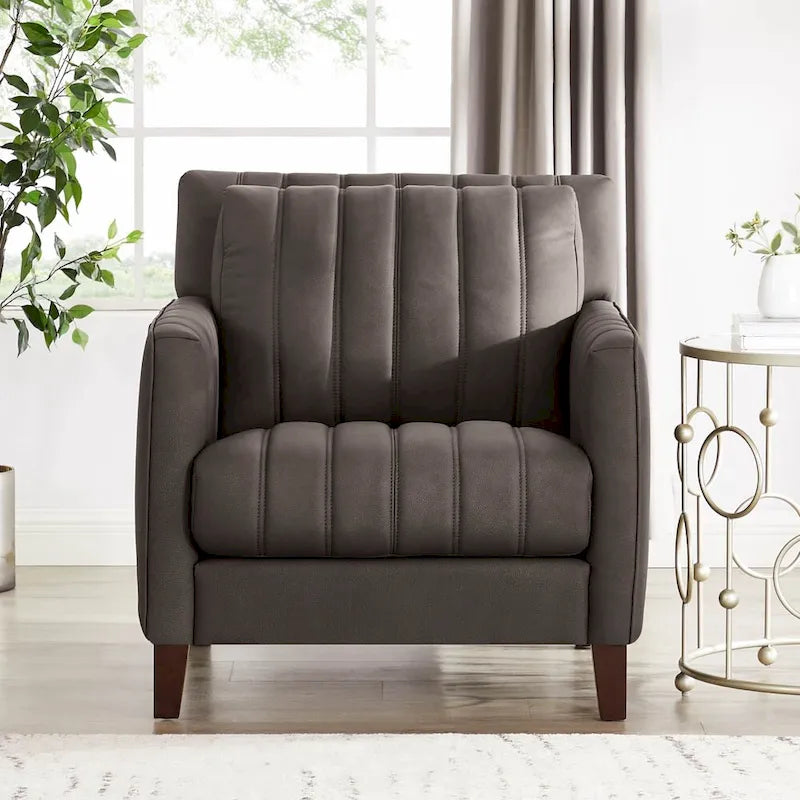 Top Grain Leather Chair with Feather, Memory Foam and Springs