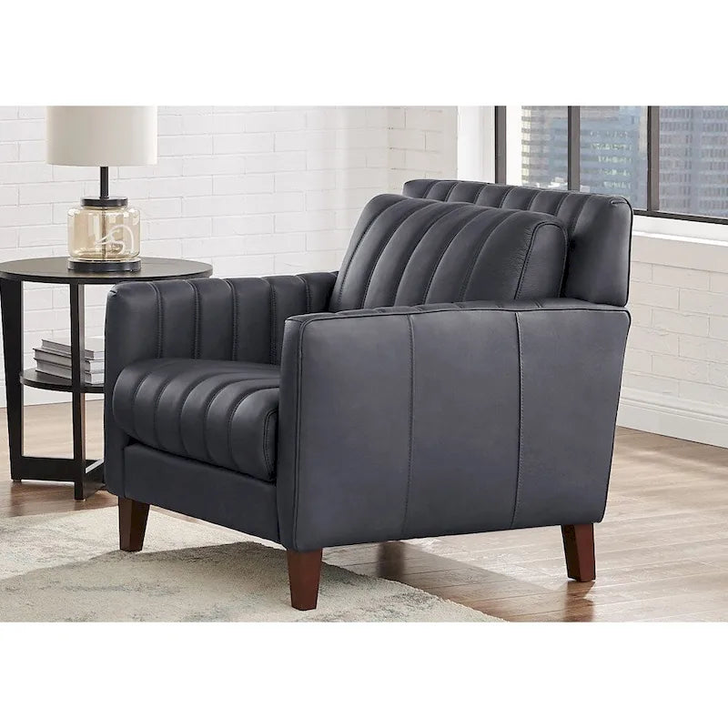 Top Grain Leather Chair with Feather, Memory Foam and Springs