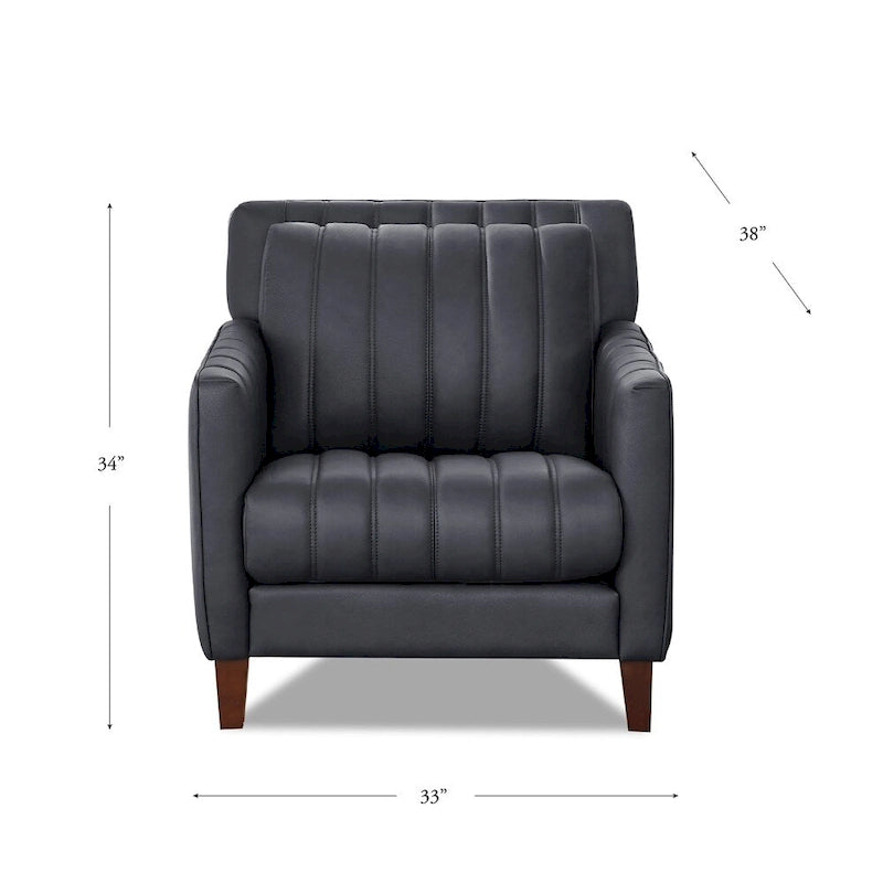 Top Grain Leather Chair with Feather, Memory Foam and Springs