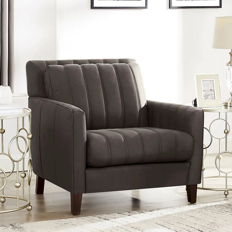 Top Grain Leather Chair with Feather, Memory Foam and Springs