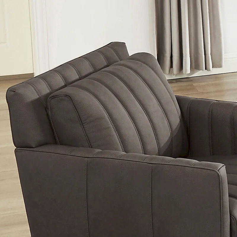 Top Grain Leather Chair with Feather, Memory Foam and Springs