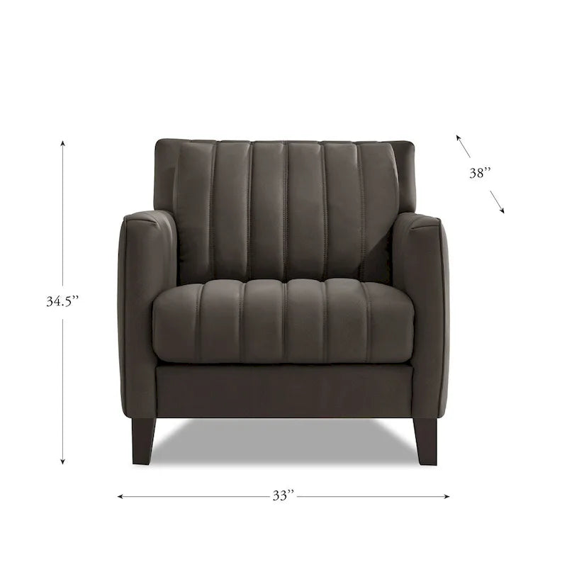 Top Grain Leather Chair with Feather, Memory Foam and Springs