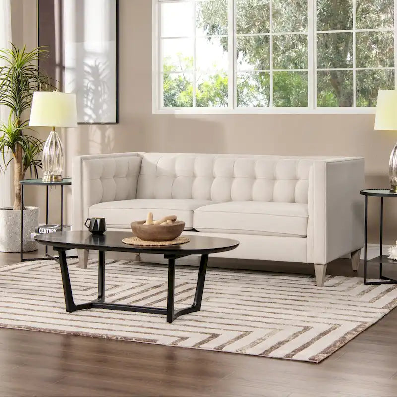Tuxedo Fabric Sofa for Living Room, Upholstered Couch