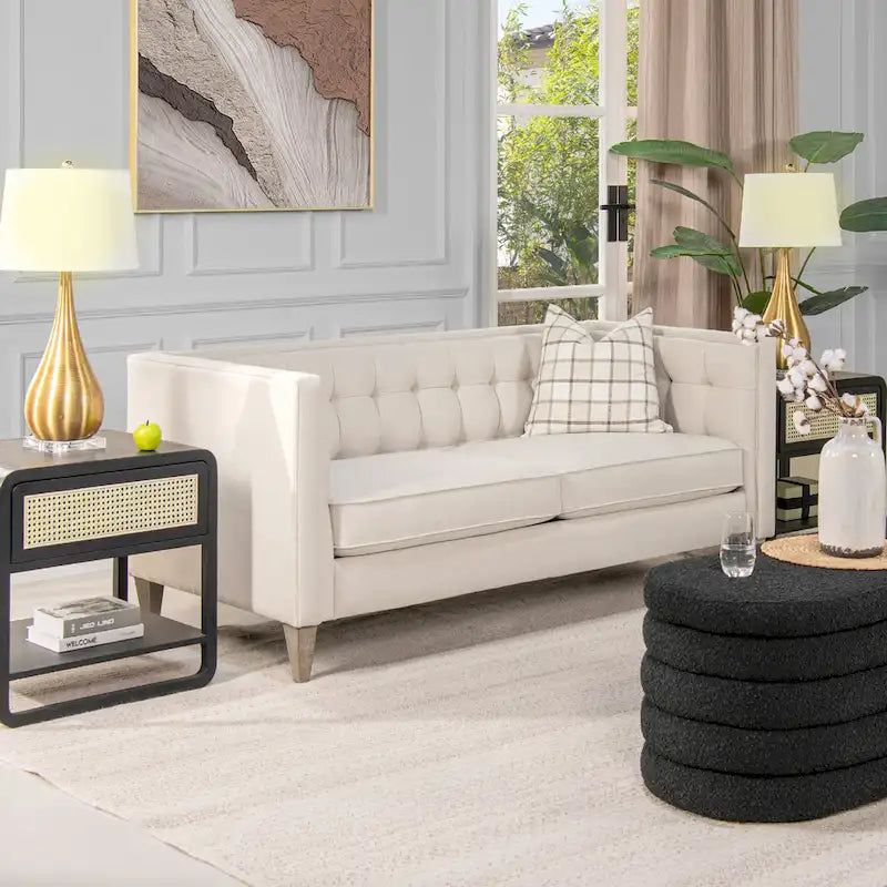 Tuxedo Fabric Sofa for Living Room, Upholstered Couch