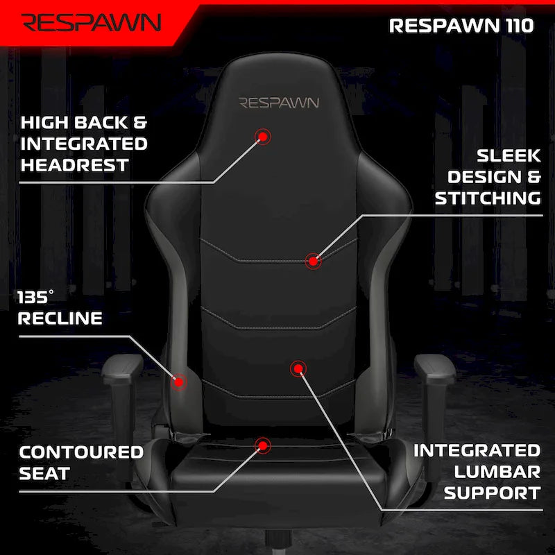 Ergonomischer Gamingstuhl - hoher Rückenlehnenstuhl im Rennsportstil für PC-Schreibtisch und Büro