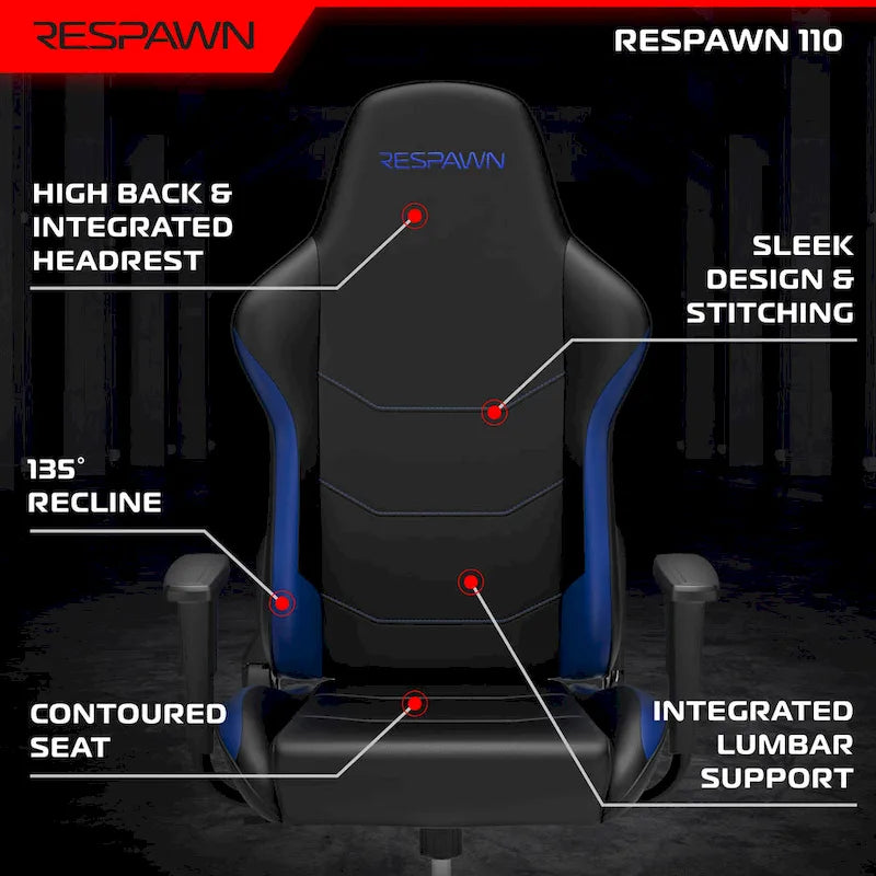 Ergonomischer Gamingstuhl - hoher Rückenlehnenstuhl im Rennsportstil für PC-Schreibtisch und Büro