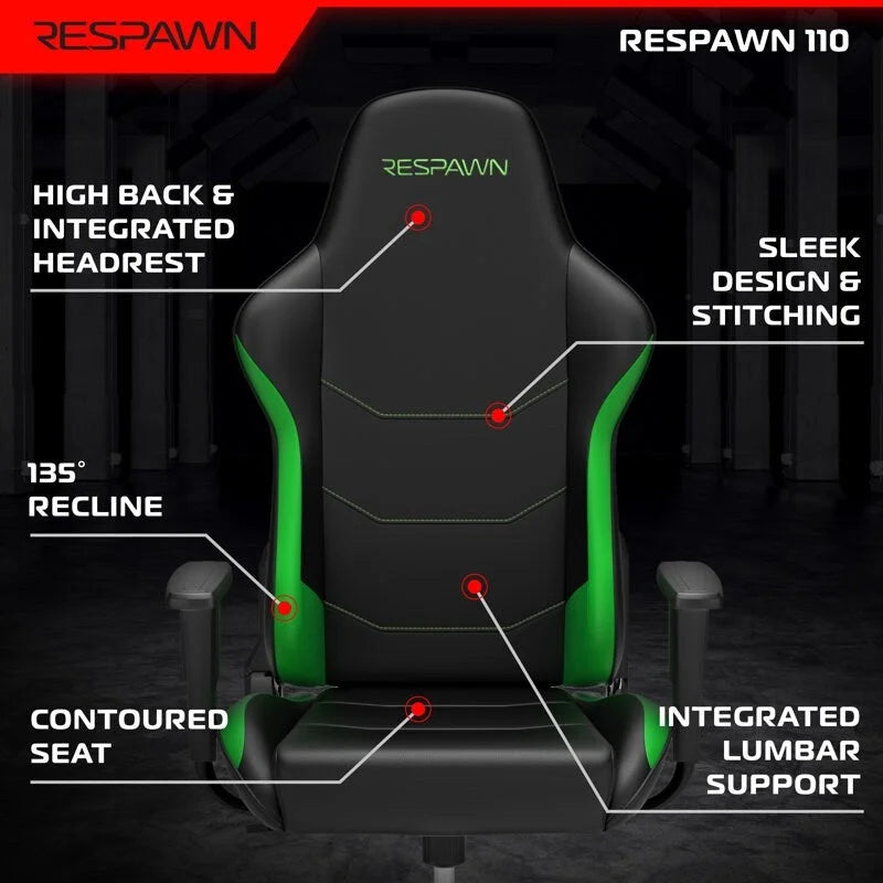 Ergonomischer Gamingstuhl - hoher Rückenlehnenstuhl im Rennsportstil für PC-Schreibtisch und Büro