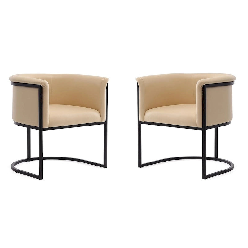 Bali Saddle and Black Faux Leather Dining Chair (Set of 2)