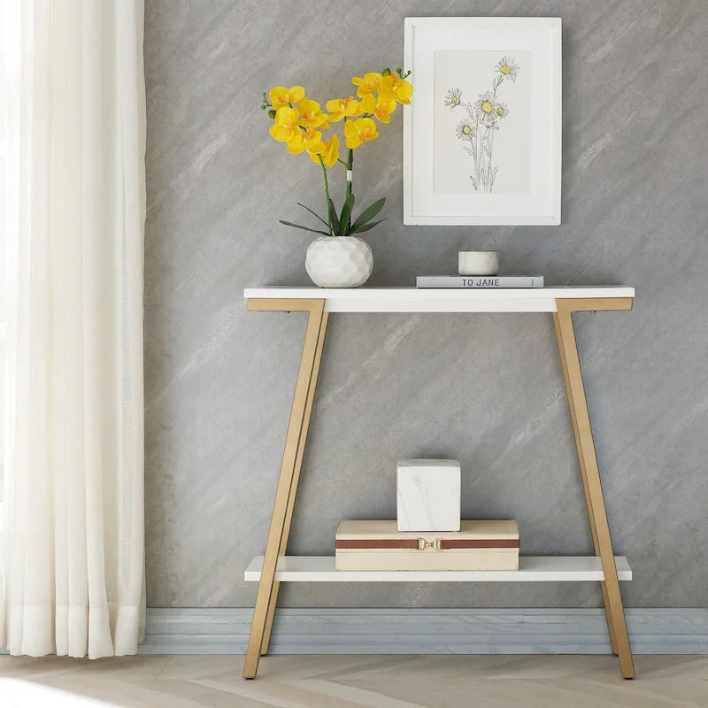 Flurkonsole und Sofatisch aus Metall-Holz-Kombination