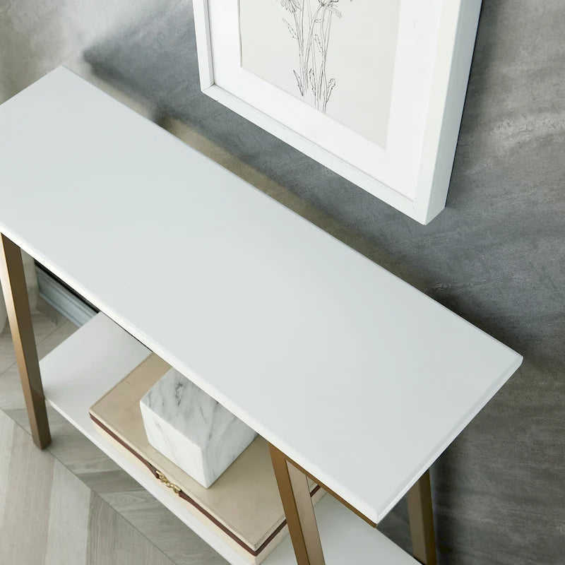 Mixed Metal and Wood Hall Console Sofa Table