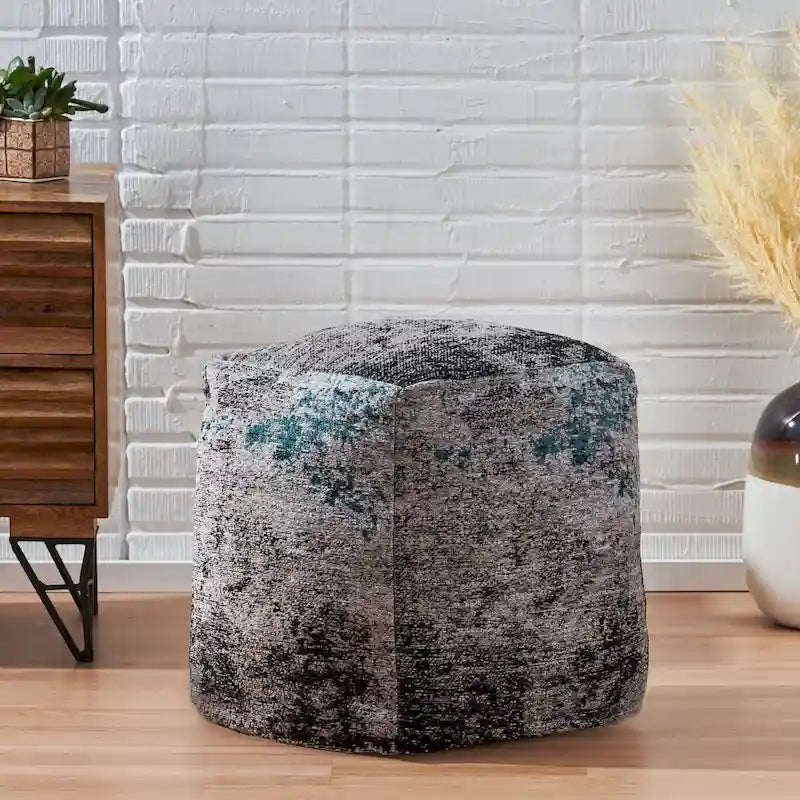 Colane Hand-Loomed Boho Fabric Cube Pouf by Christopher Knight Home