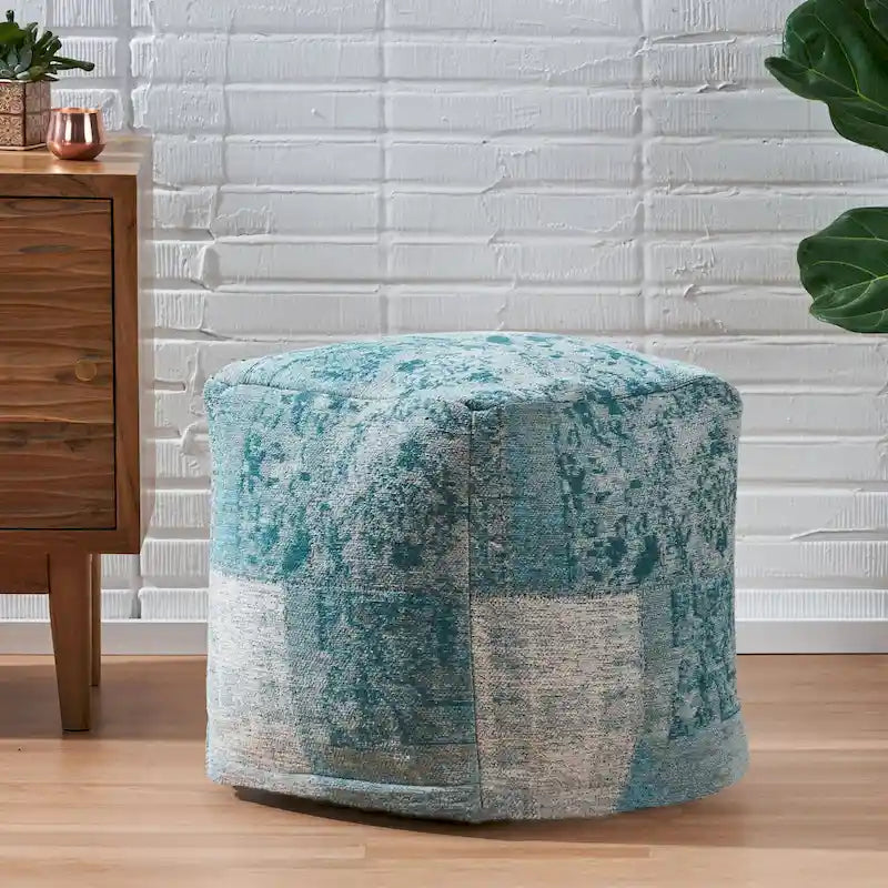 Colane Hand-Loomed Boho Fabric Cube Pouf by Christopher Knight Home