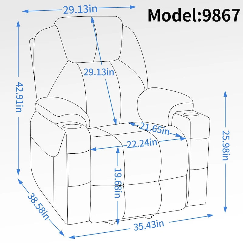 Motor bis zu 350 LBS Chenille-Relaxsessel mit Aufstehhilfe, robuster Bewegungsmechanismus mit 8-Punkt-Vibrationsmassage und Lumb