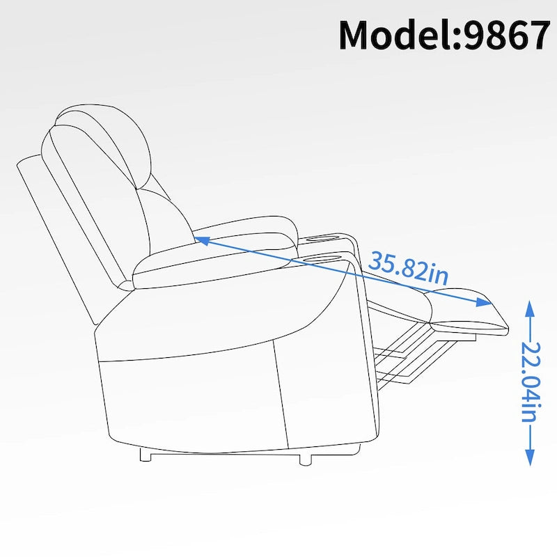 Motor bis zu 350 LBS Chenille-Relaxsessel mit Aufstehhilfe, robuster Bewegungsmechanismus mit 8-Punkt-Vibrationsmassage und Lumb