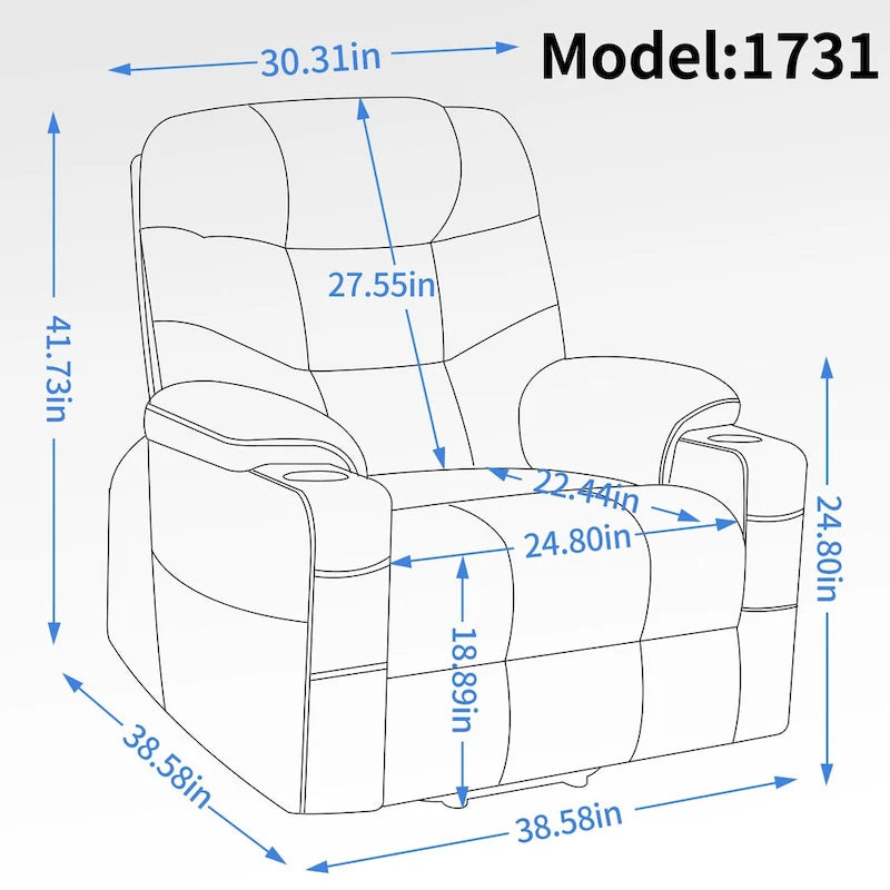 Motor bis zu 350 LBS Chenille-Relaxsessel mit Aufstehhilfe, robuster Bewegungsmechanismus mit 8-Punkt-Vibrationsmassage und Lumb