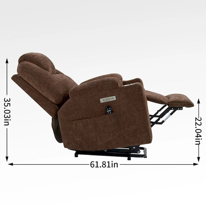 Motor bis zu 350 LBS Chenille-Relaxsessel mit Aufstehhilfe, robuster Bewegungsmechanismus mit 8-Punkt-Vibrationsmassage und Lumb