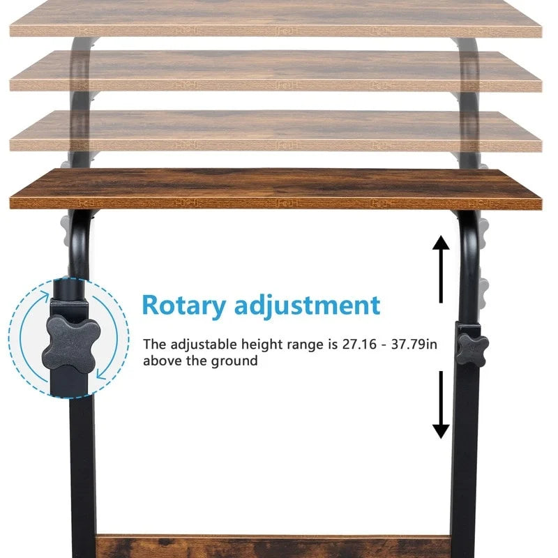 Table d'appoint réglable en hauteur en aggloméré et acier avec déflecteur