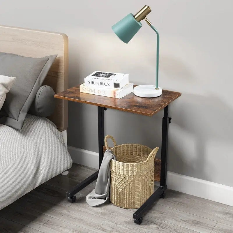 Table d'appoint réglable en hauteur en aggloméré et acier avec déflecteur
