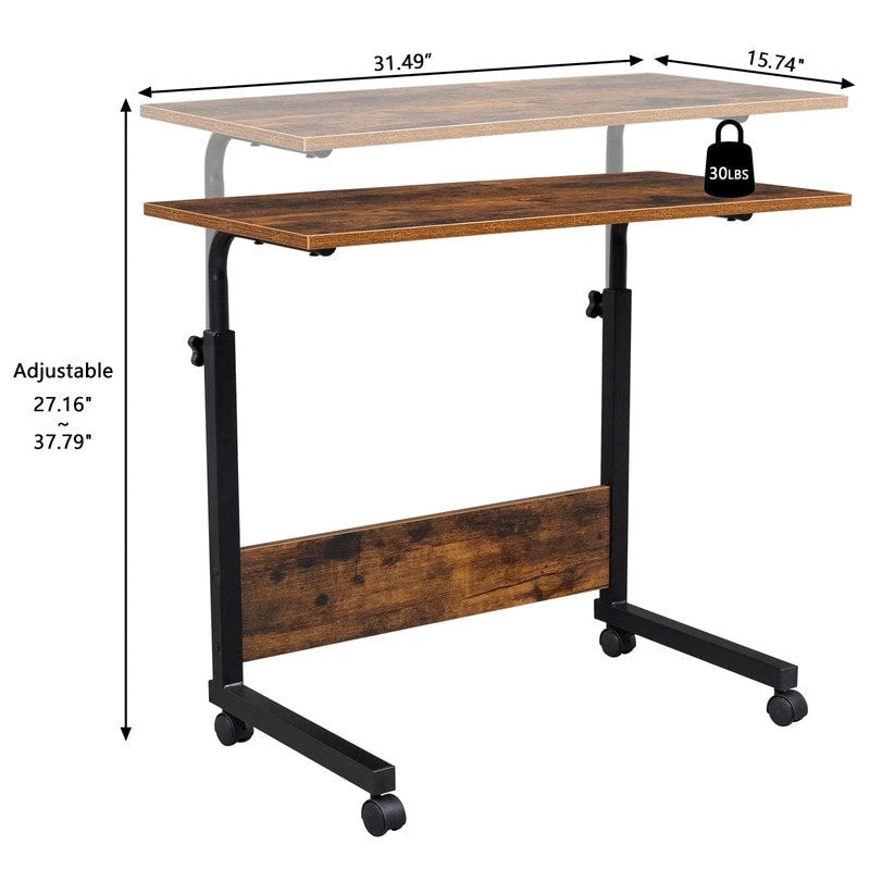 Table d'appoint réglable en hauteur en aggloméré et acier avec déflecteur
