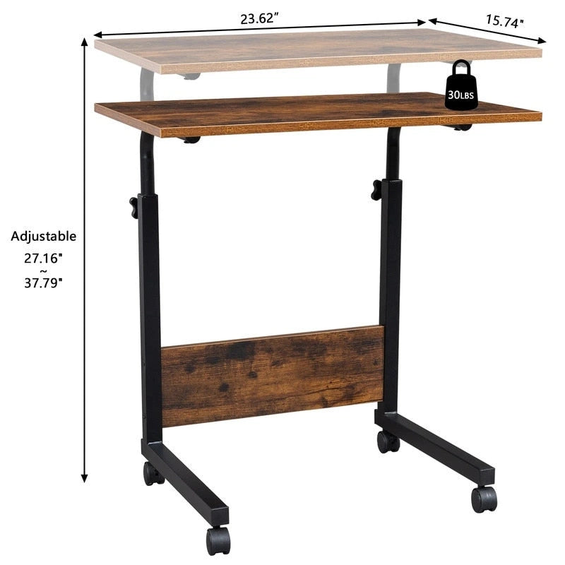 Table d'appoint réglable en hauteur en aggloméré et acier avec déflecteur