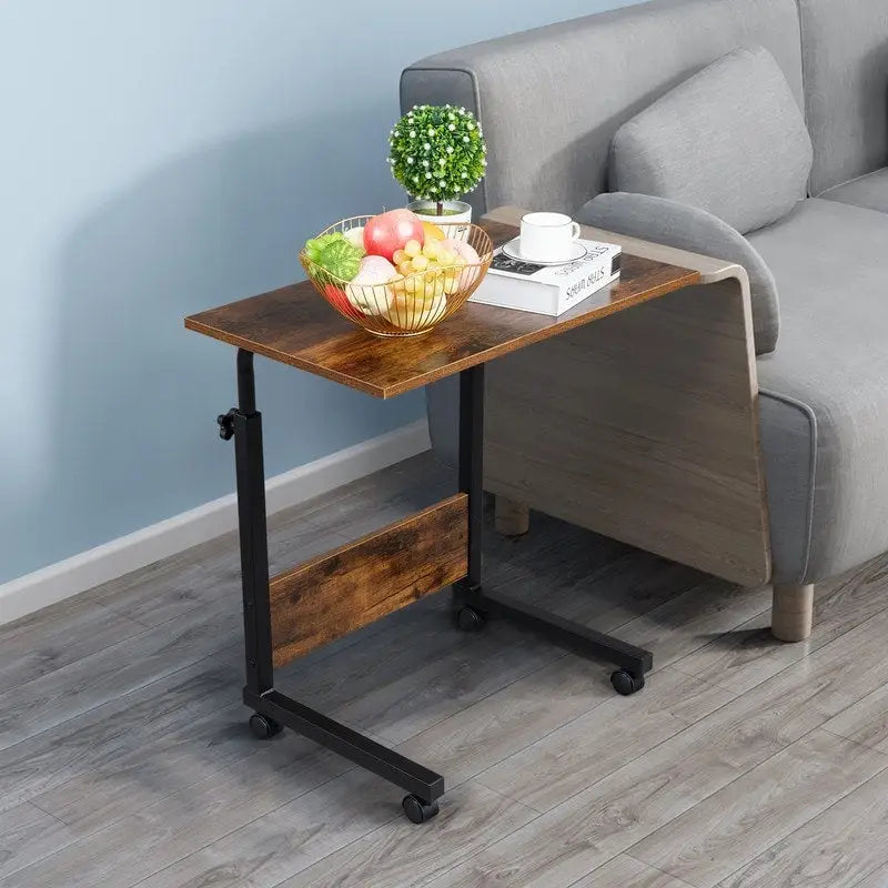 Table d'appoint réglable en hauteur en aggloméré et acier avec déflecteur