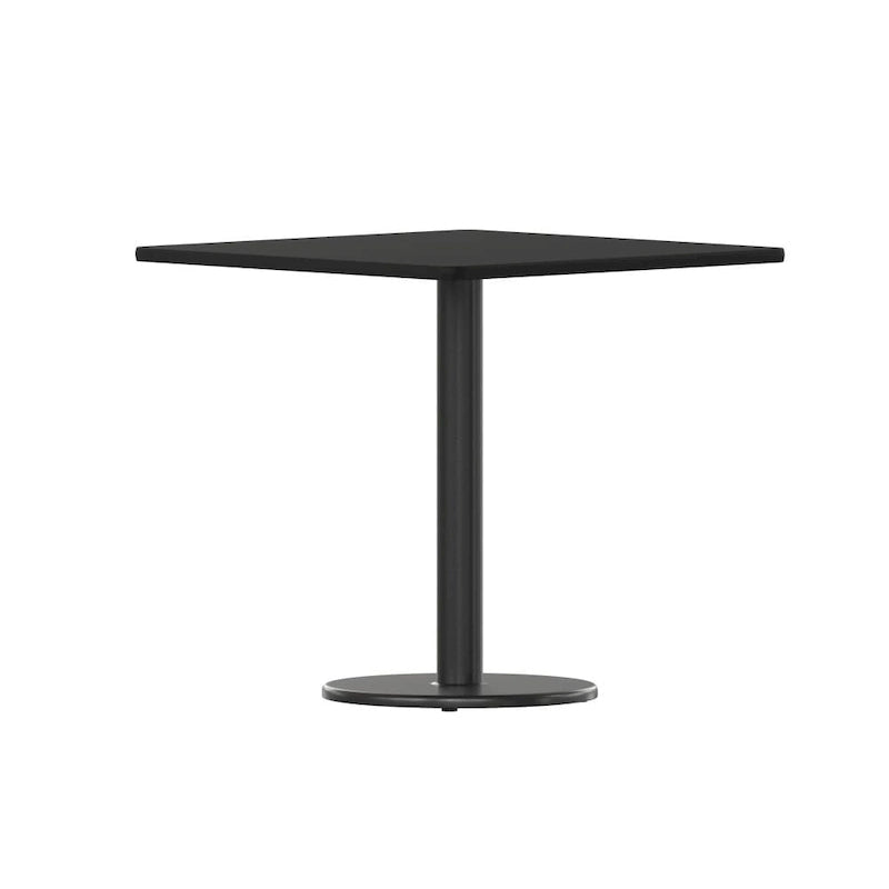 30 vierkant gelamineerd tafelblad met 18 ronde onderstellen op tafelhoogte - 30W x 30D x 31.125H - 30W x 30D x 31.125H