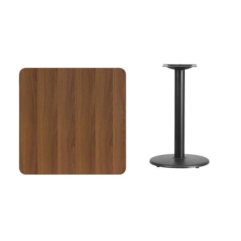 30 vierkant gelamineerd tafelblad met 18 ronde onderstellen op tafelhoogte - 30W x 30D x 31.125H - 30W x 30D x 31.125H