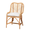 Moderner Boho-Esszimmerstuhl aus naturbraunem Rattan
