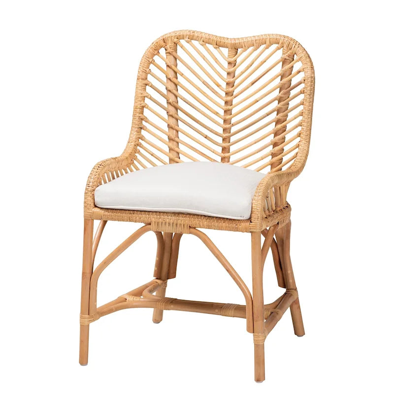 Modern Bohemian Natural Brown Rattan Dining Chair