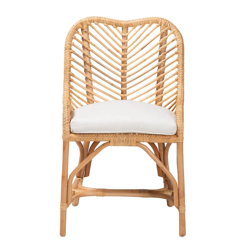 Moderner Boho-Esszimmerstuhl aus naturbraunem Rattan
