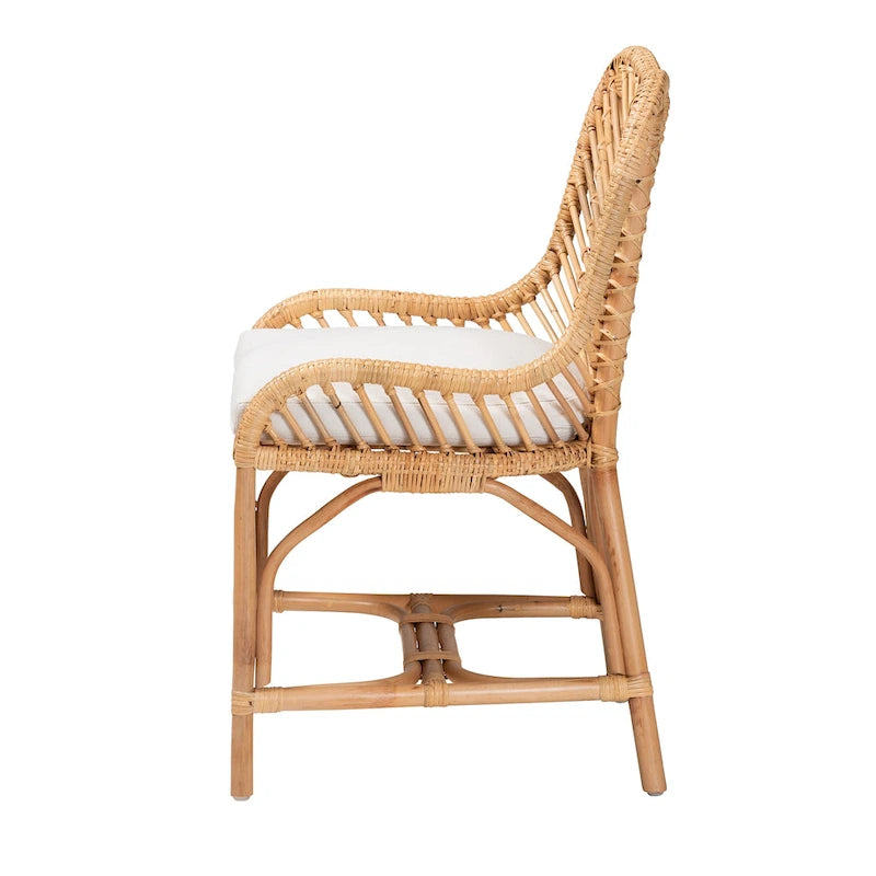 Modern Bohemian Natural Brown Rattan Dining Chair