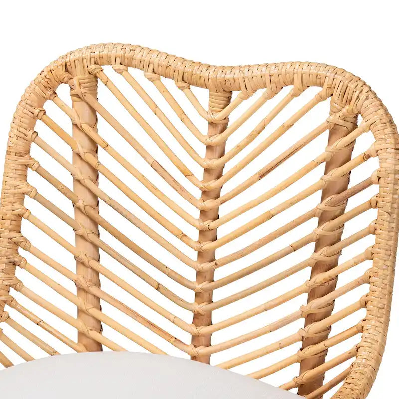 Moderner Boho-Esszimmerstuhl aus naturbraunem Rattan