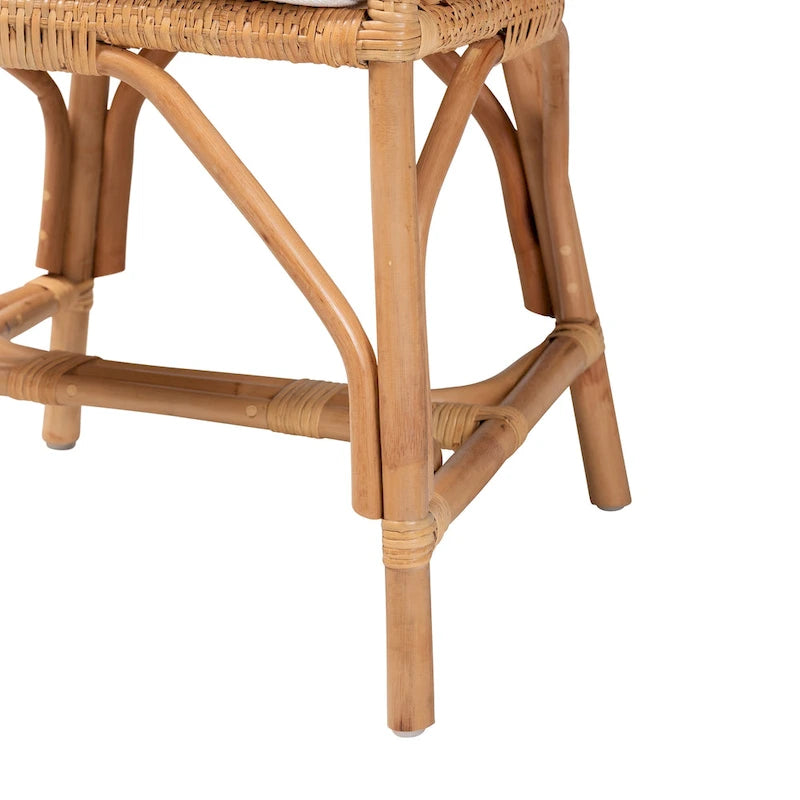 Moderner Boho-Esszimmerstuhl aus naturbraunem Rattan