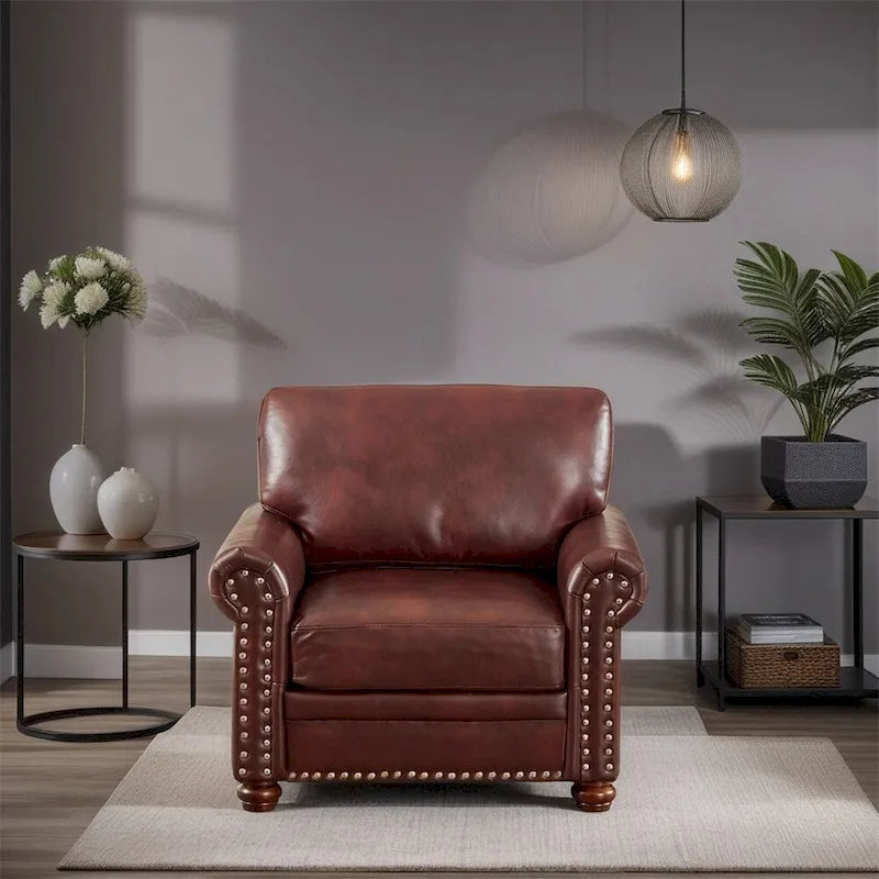 Living Room Sofa Single Seat Chair with Wood Leg Faux Leather