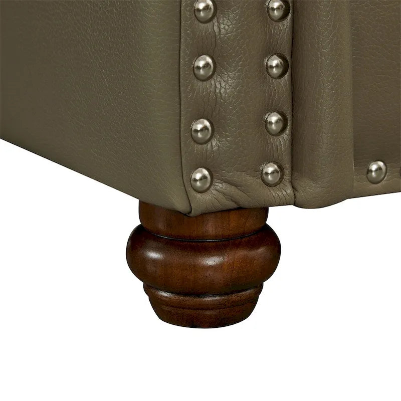 Poltrona singola da soggiorno con gambe in legno e similpelle