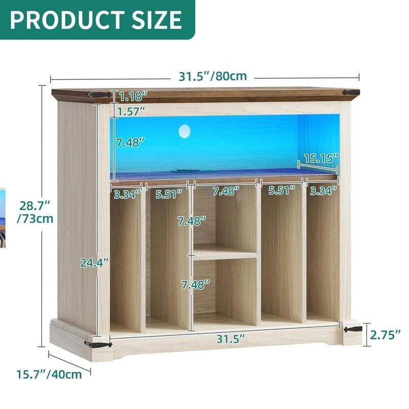 Móvel grande para gira-discos - 15.7D x 31.5W x 28.7H