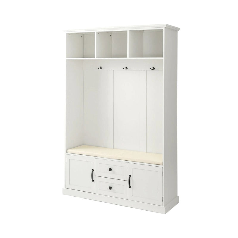 Kapstok met 3 haken, kledinghanger, halbank, opbergbank, 3-in-1-ontwerp, 47.2INCH, voor entree, hal (zwart)