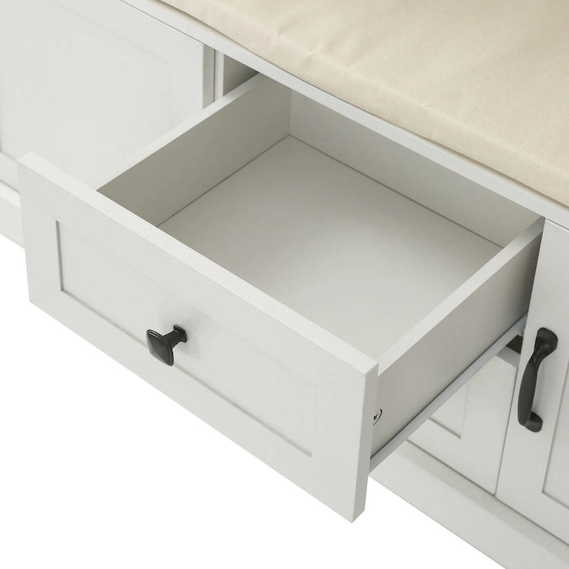 Kapstok met 3 haken, kledinghanger, halbank, opbergbank, 3-in-1-ontwerp, 47.2INCH, voor entree, hal (zwart)