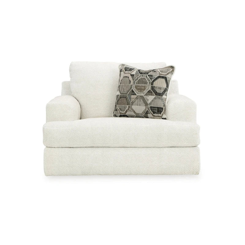 Henly 51-Zoll-Akzentsessel, 1 Kissen, übergroßer loser Sitz, weißes Polyester